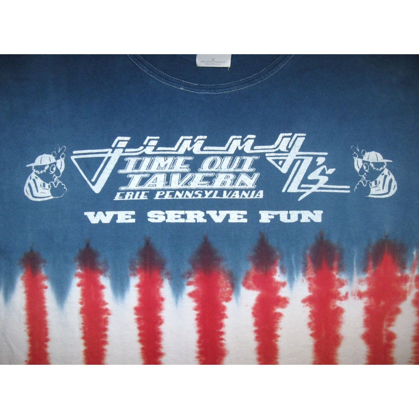 Gildan VINTAGE JIMMY Z's TIME OUT Tavern Erie PA Shirt Adult Medium USA Flag DEFUNCT T Size US M / EU 48-50 / 2 - 3 Thumbnail
