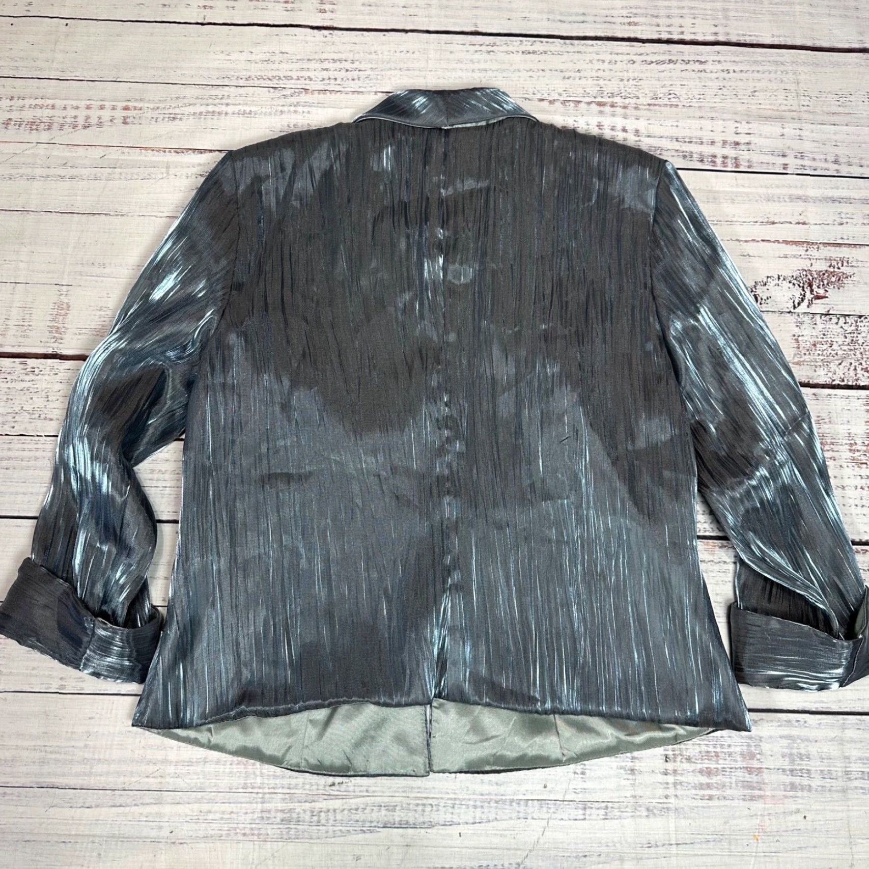 Vintage JR Nites Blouse 3/4 Sleeve Button Front Blue 14 Vtg Nites by Caliendo Women XS? Size XL / US 12-14 / IT 48-50 - 4 Thumbnail