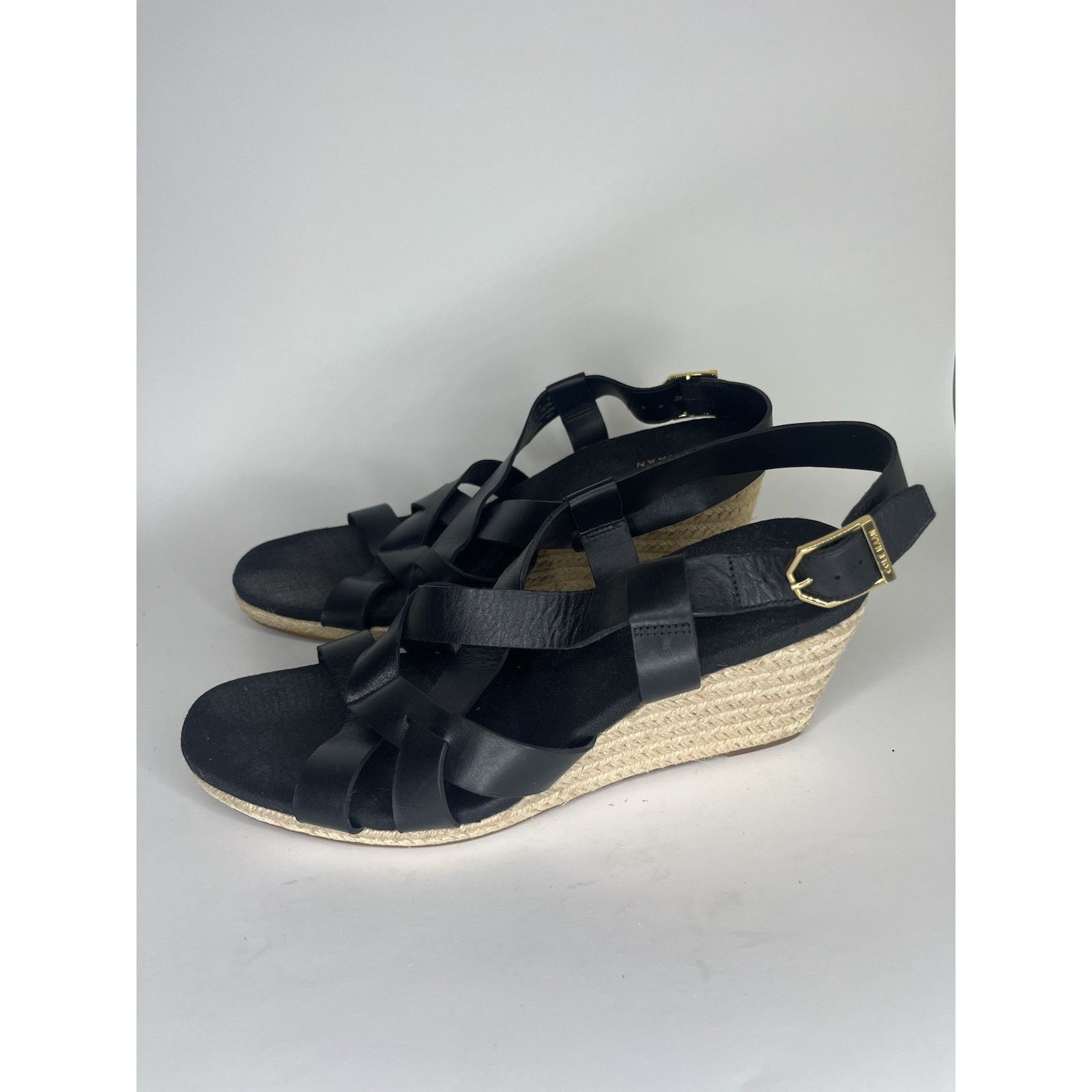 Cole Haan Cole Haan Black Leather Espadrille Wedge Strappy Sandals Wom Size US 9 / IT 39 - 3 Thumbnail