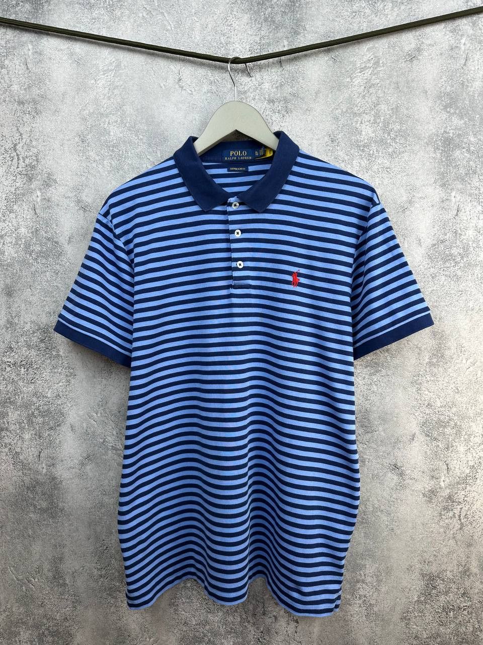 Polo Ralph Lauren Polo Ralph Lauren Striped Polo Shirt Navy Custom Slim Fit Size US XL / EU 56 / 4 - 1 Thumbnail