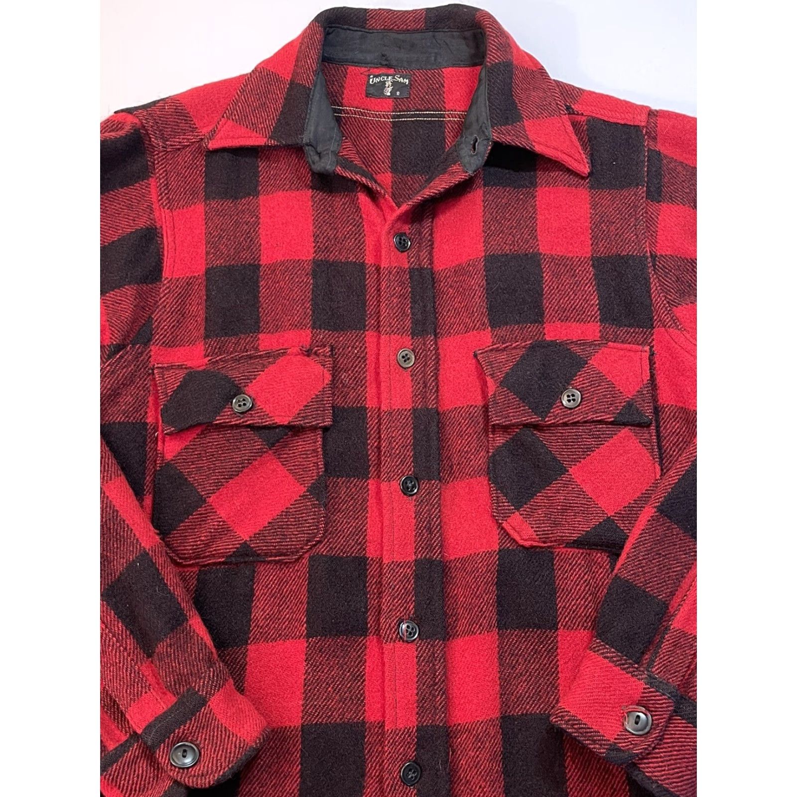 Vintage VINTAGE Uncle Sam 1950s Flannel Shirt Men's Medium Black Red Buffalo Plaid Grunge USA Size US M / EU 48-50 / 2 - 2 Thumbnail