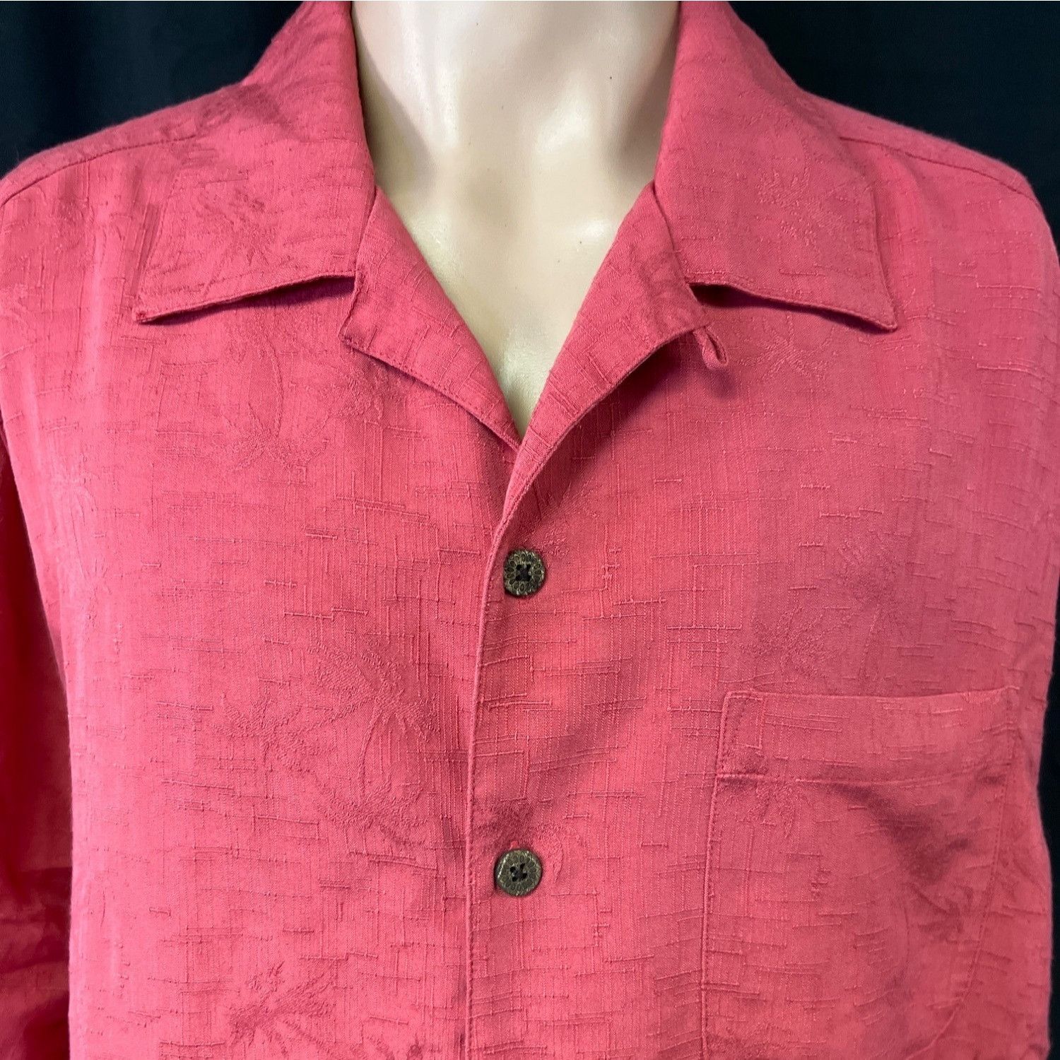 Caribbean Caribbean Joe Men's Pink Hawaiian Shirt/Button Up Sz M SKU 4 Size US M / EU 48-50 / 2 - 2 Thumbnail