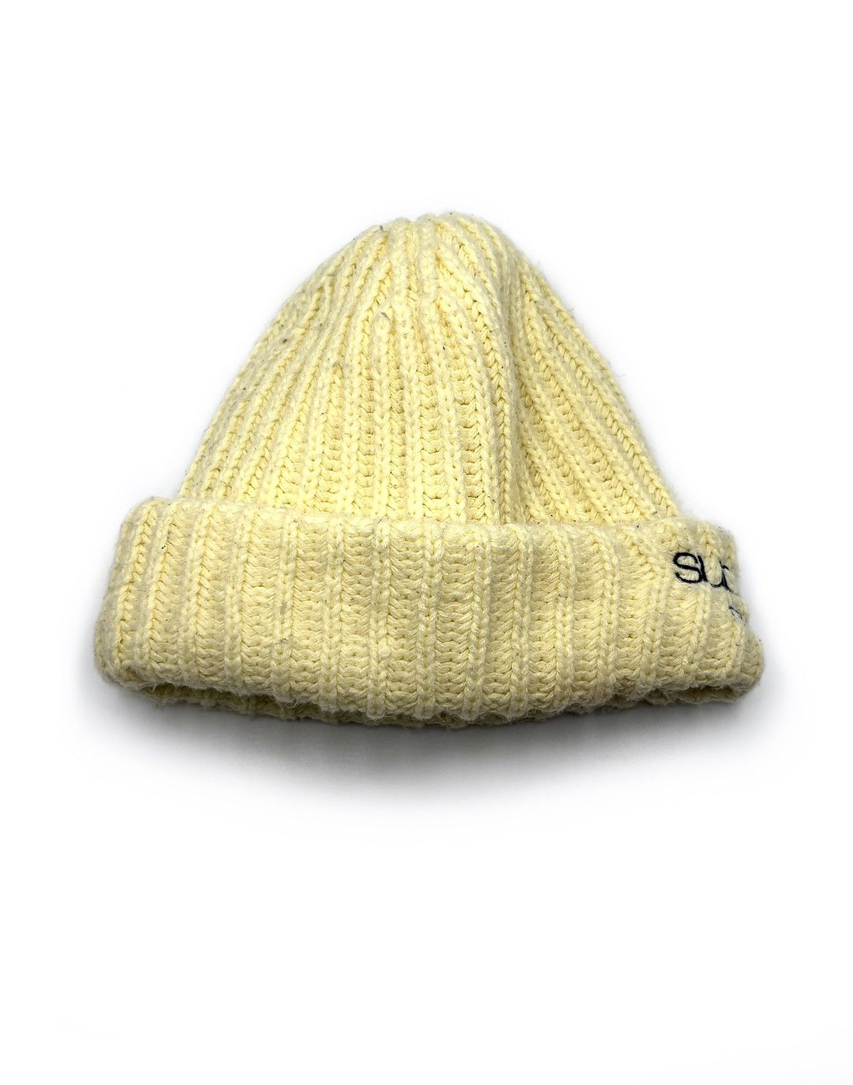 Supreme Supreme New York Logo Pale Yellow Rib Knit Beanie Size ONE SIZE - 4 Thumbnail