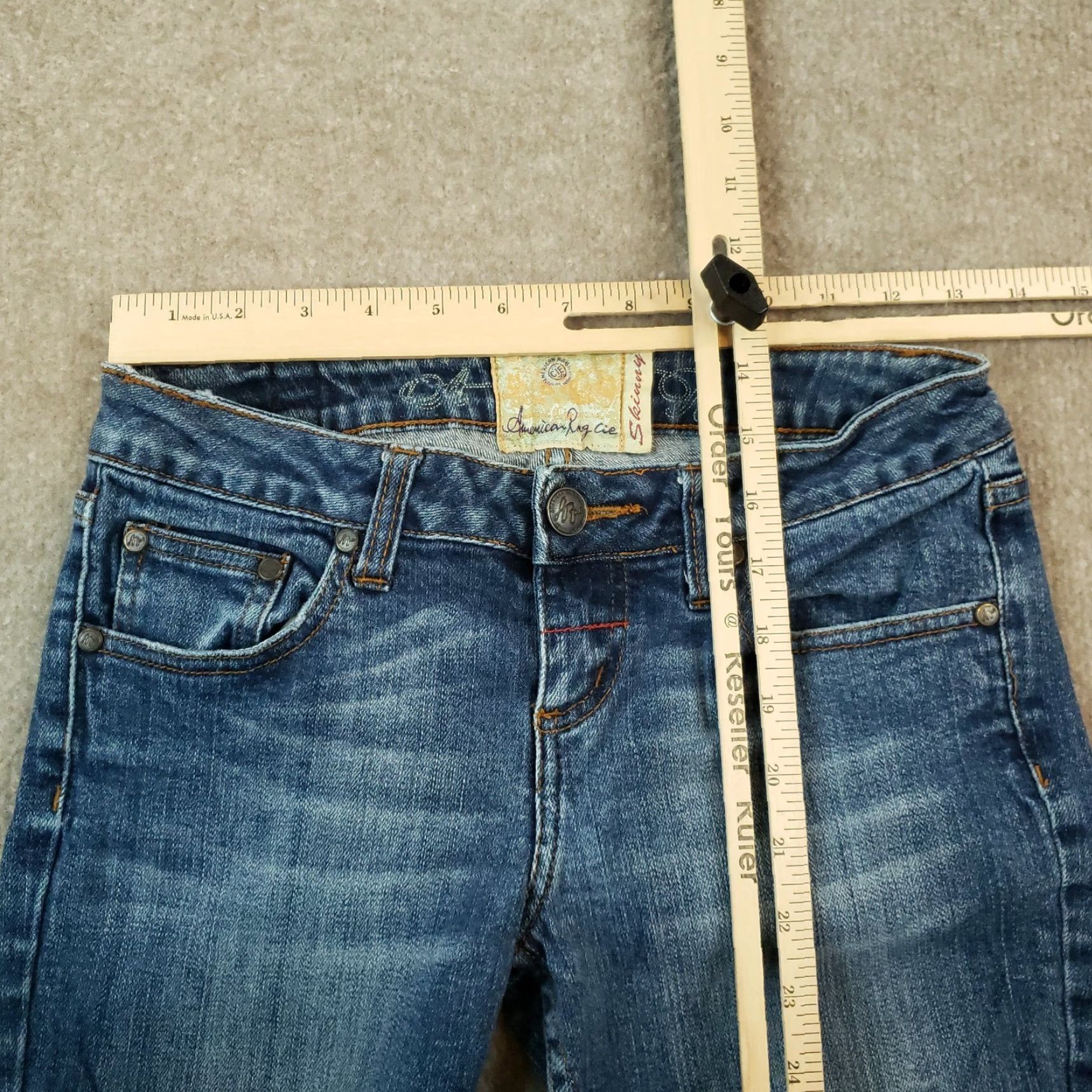 Vintage American Rag Cie Women Blue Denim Skinny Jeans Size 3 Short 27x27 Size 26" / US 2 / IT 38 - 4 Thumbnail