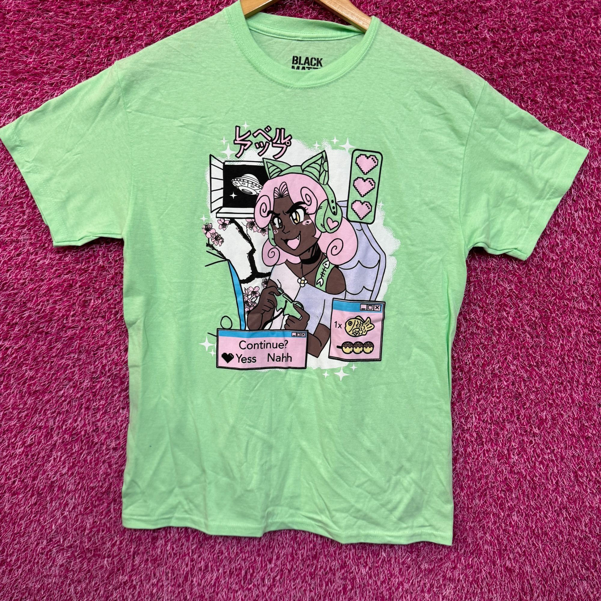 Anime Kitty Kawaii Gamer Streamer Girl Black Matter Tee M Size US M / EU 48-50 / 2 - 1 Thumbnail