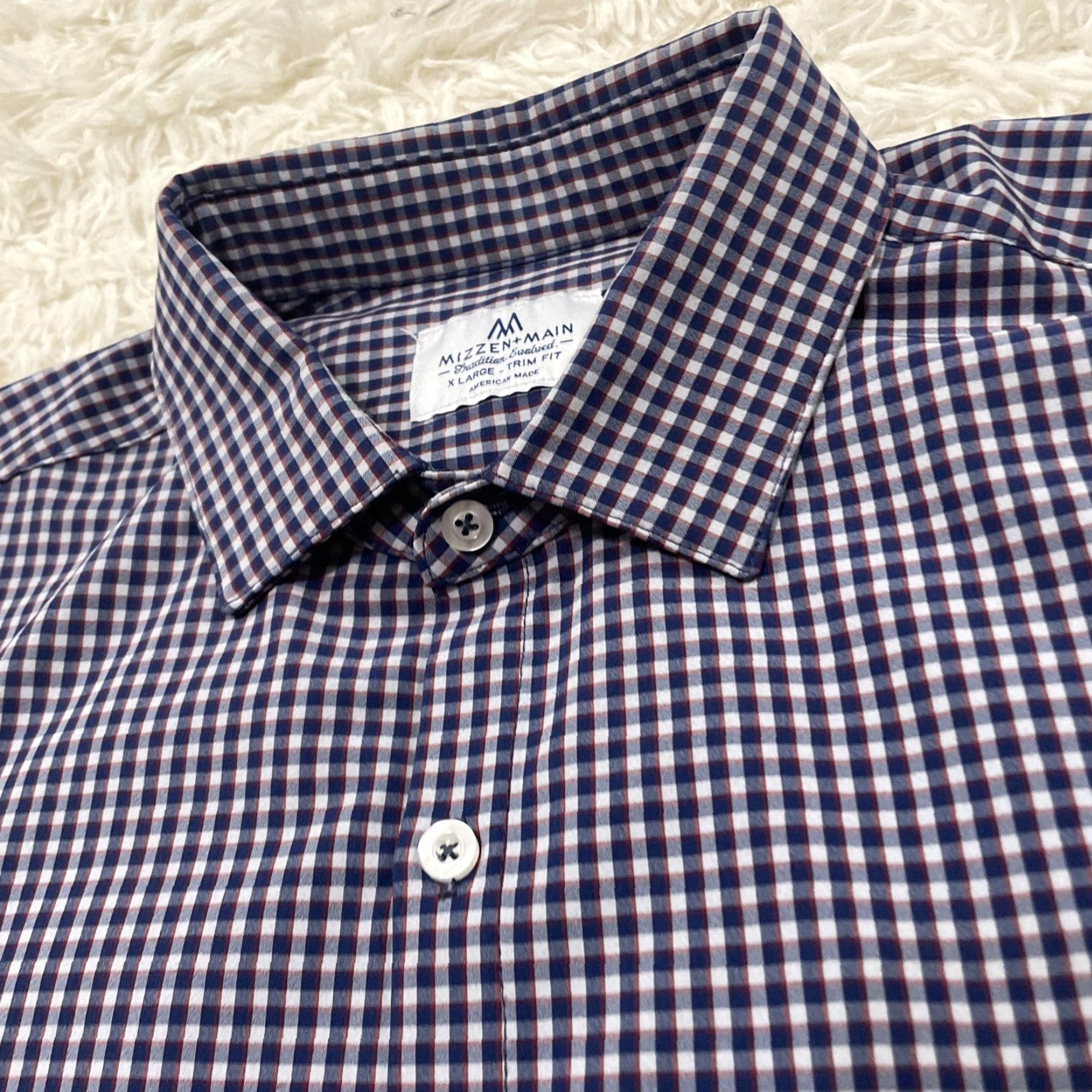 Mizzen+Main MIZZEN MAIN Leeward Shirt Men XL Trim American Blue Red White Plaid Performance Shirt Mens XL Blue Red White Plaid Size US XL / EU 56 / 4 - 3 Thumbnail