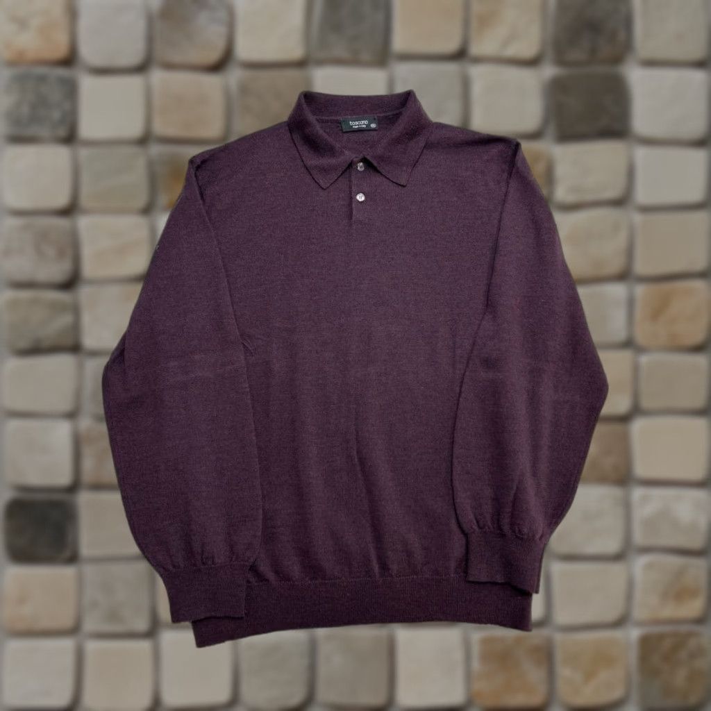 Vintage Toscano Polo Sweater Mens XXL Purple Relaxed Fit Tight Knit Ribbed Long Sleeve Shirt? Size US XXL / EU 58 / 5 - 1 Thumbnail