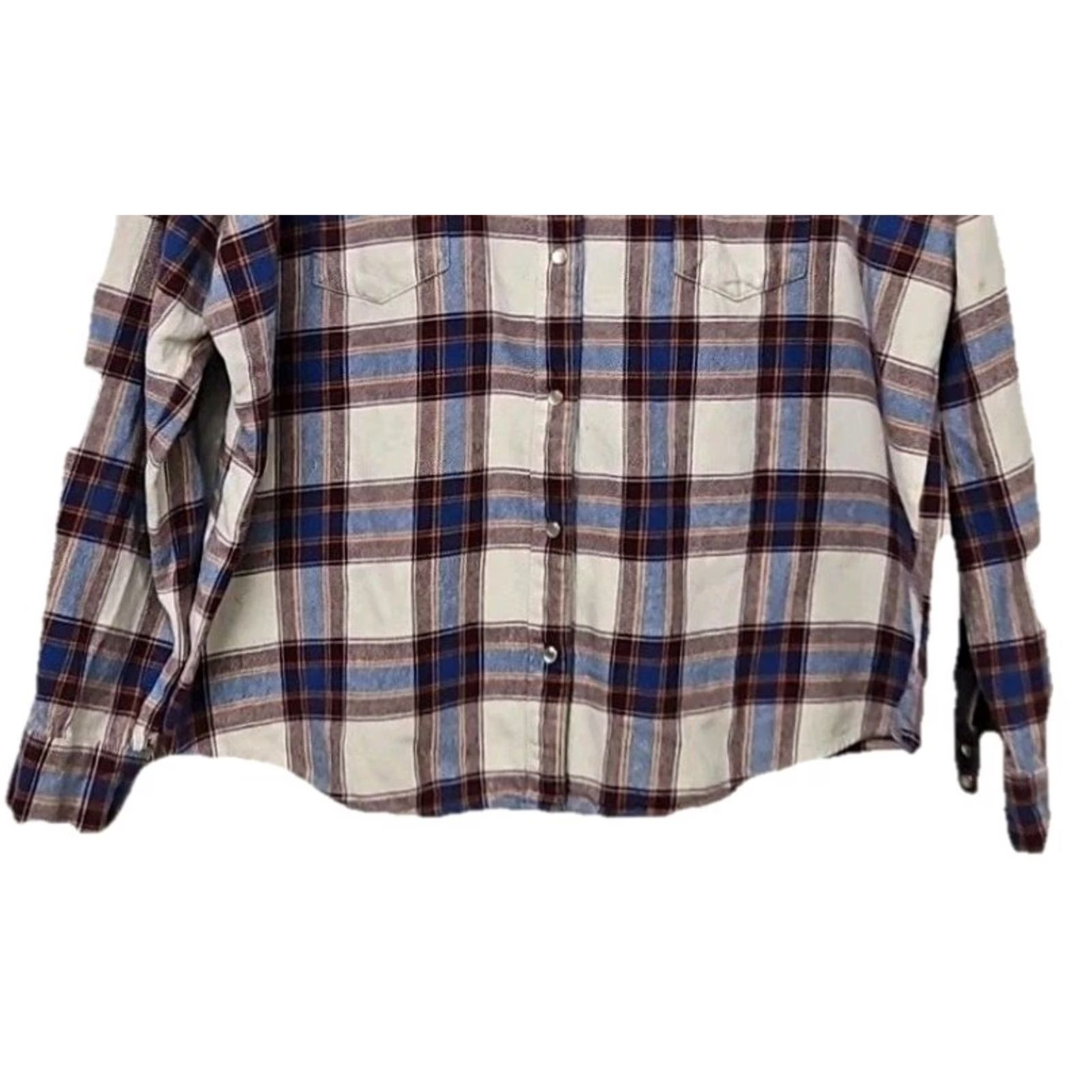 Wrangler Wrangler Shirt Western Plaid 3XL Blue Red 100% Cotton Long Sleeve Button-Down Snap Up Mens Big & Tall Size US XXL / EU 58 / 5 - 3 Thumbnail