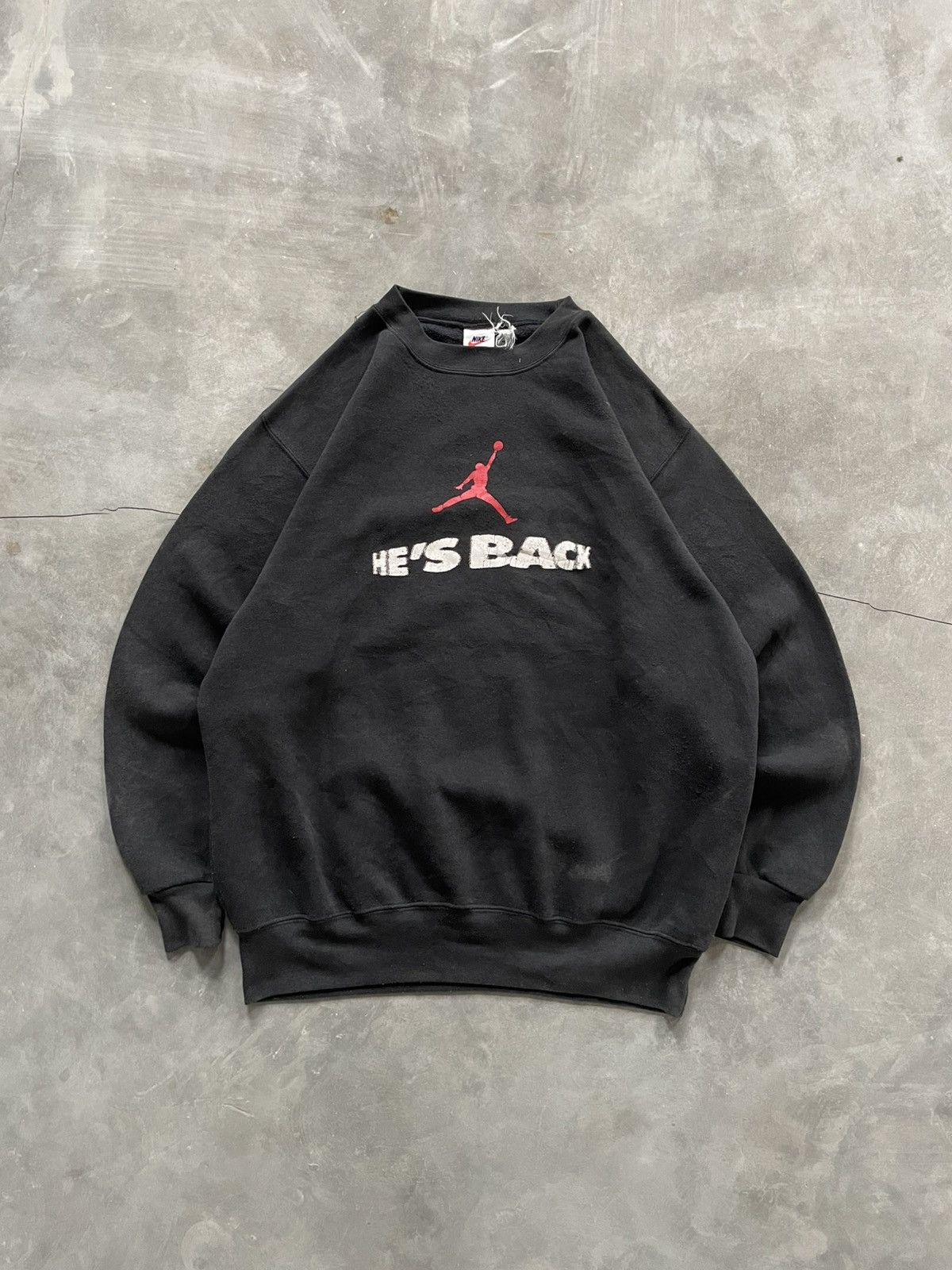 Nike Vintage Nike Jordan He’s Back Printed Sweatshirts Black Size US XL / EU 56 / 4 - 1 Thumbnail