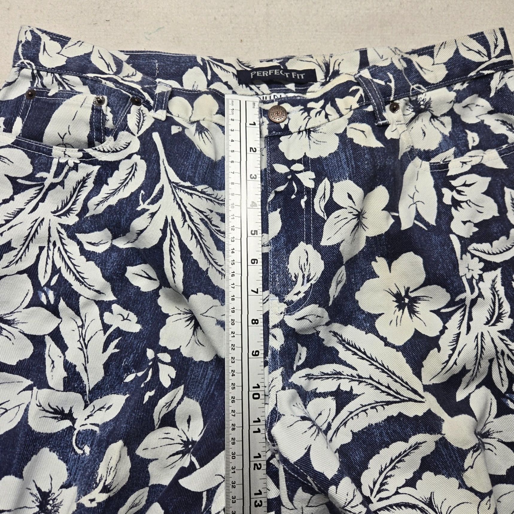 Denime Bass Jeans Floral Flowers Denim Blue Jeans 14 Womens Adult 14 Flower 5-Pocket Style Straight Size 36" / US 14 / IT 50 - 5 Thumbnail