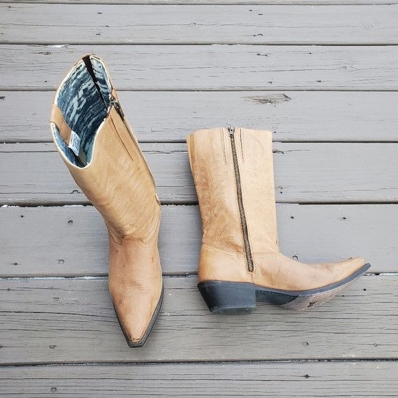 Vintage Laredo Ladies Devin Camel Tan Honey Leather Stove Pipe Boots Size US 10 / IT 40 - 8 Thumbnail