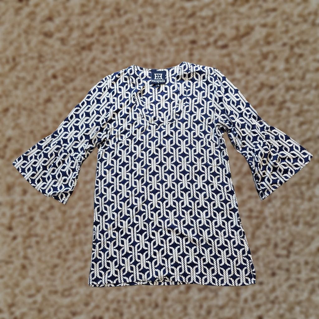 Escada Womens Escapada Top - Blue White Ropes Nautical Tunic Casual Preppy Size S / US 4 / IT 40 - 1 Thumbnail