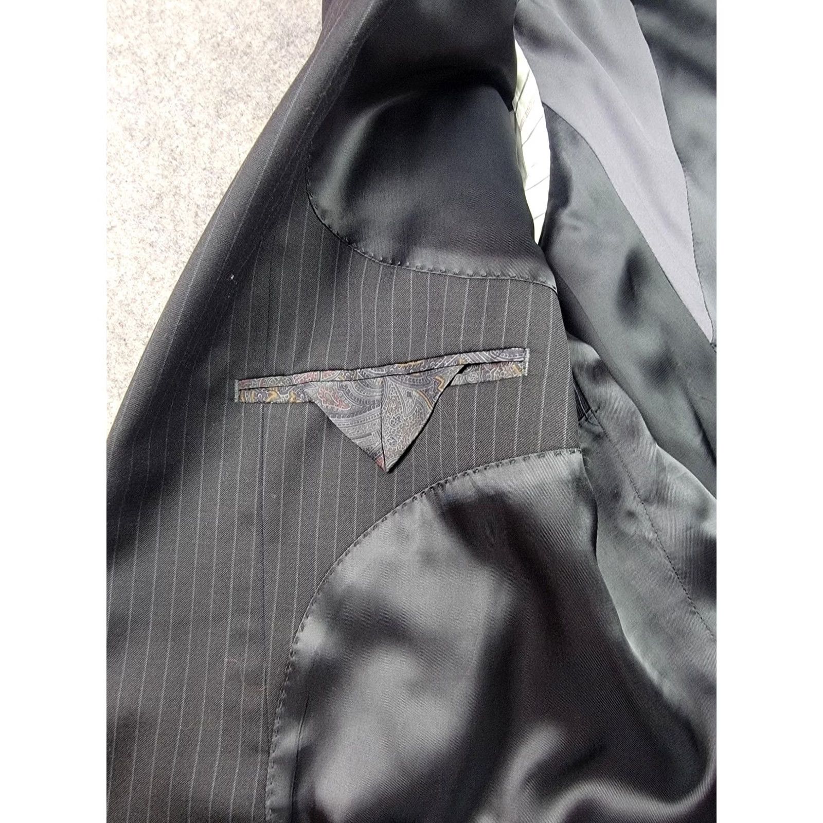 Ralph Lauren Lauren Ralph Lauren Blazer Mens 48 Long Black Pinstripe Wool Ultraflex Suit Jacket Size 48R - 7 Thumbnail