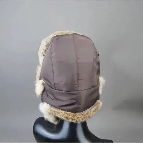 Other Warm Natural Rabbit Fur Bomber Hat With Earflaps Size ONE SIZE - 2 Thumbnail