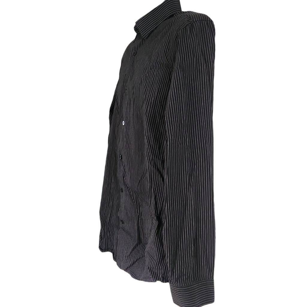 Express Express Men's Size Large Black & White Pinstripe Long Sleeve Size US L / EU 52-54 / 3 - 3 Thumbnail