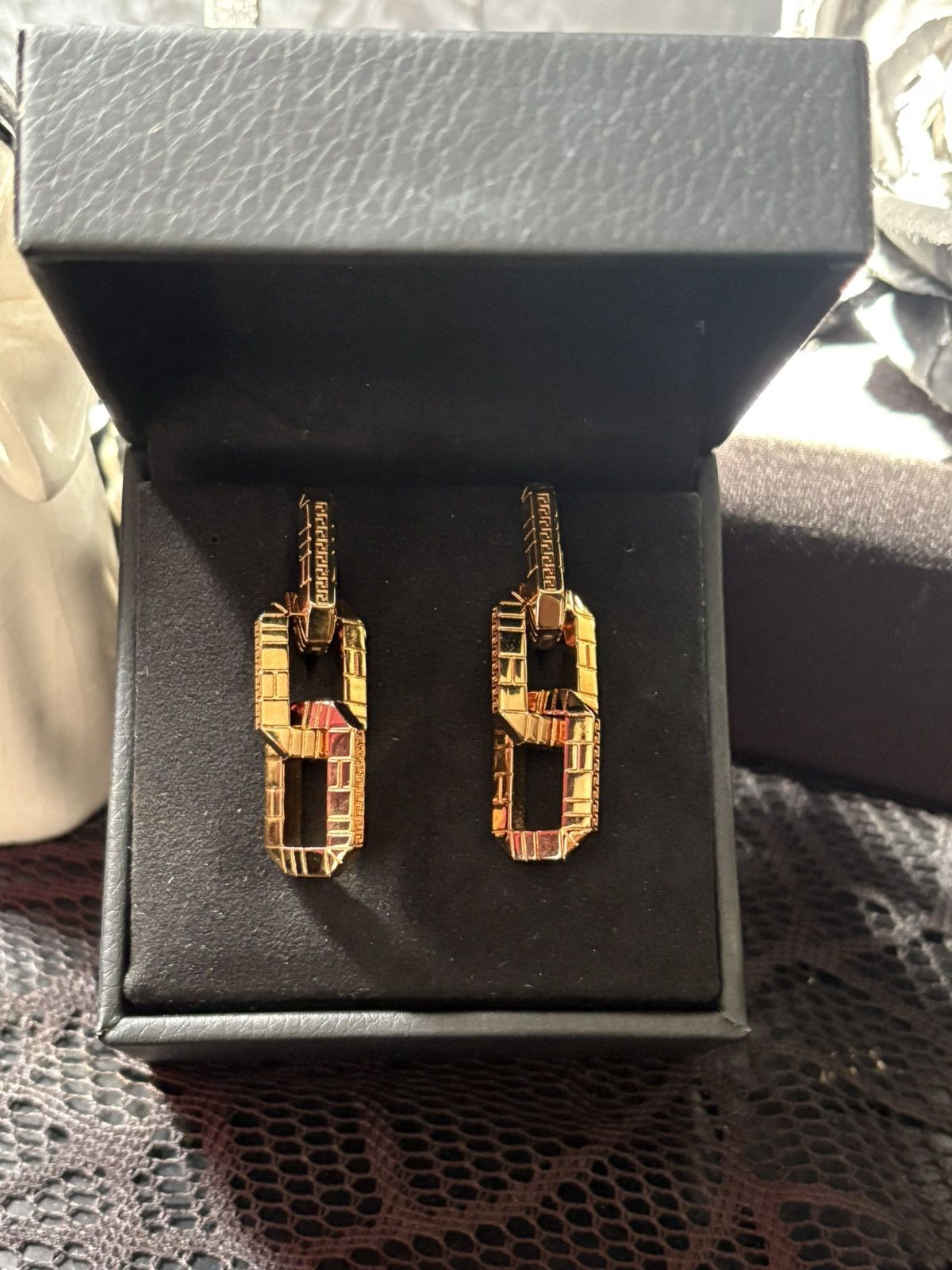 Versace Greca Quilting Drop Earrings "Gold" Size ONE SIZE - 4 Thumbnail