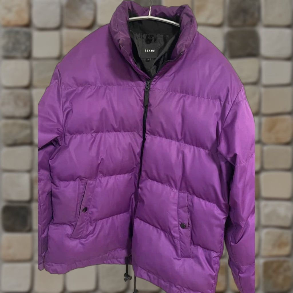 Vintage BEAMS Down Jacket Purple L #2 Mens Mid-Length Puffer Polyester Solid Fall Winter ZIP-Theme? Size US L / EU 52-54 / 3 - 1 Thumbnail