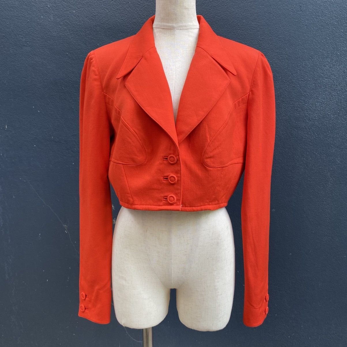 Thierry Mugler Thierry Mugler DIY Cropped Red Blazer Size S / US 4 / IT 40 - 2 Thumbnail