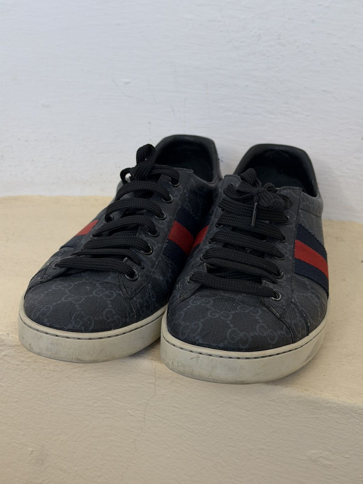 Gucci Gucci Ace Web GG Supreme Monogram Grey Sneakers Size 44 Size US 10.5 / EU 43-44 - 7 Thumbnail