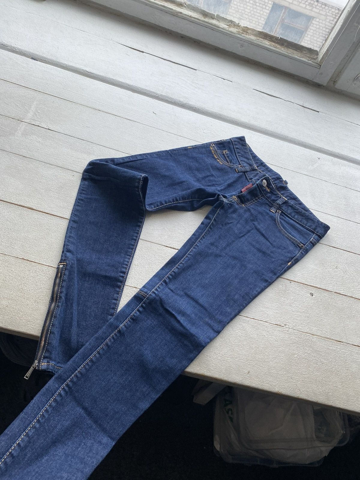 Dsquared2 Luxury 00s Dsquared2 Skinny Zip Hem Denim Jeans Women Y2K Size 29" - 4 Thumbnail
