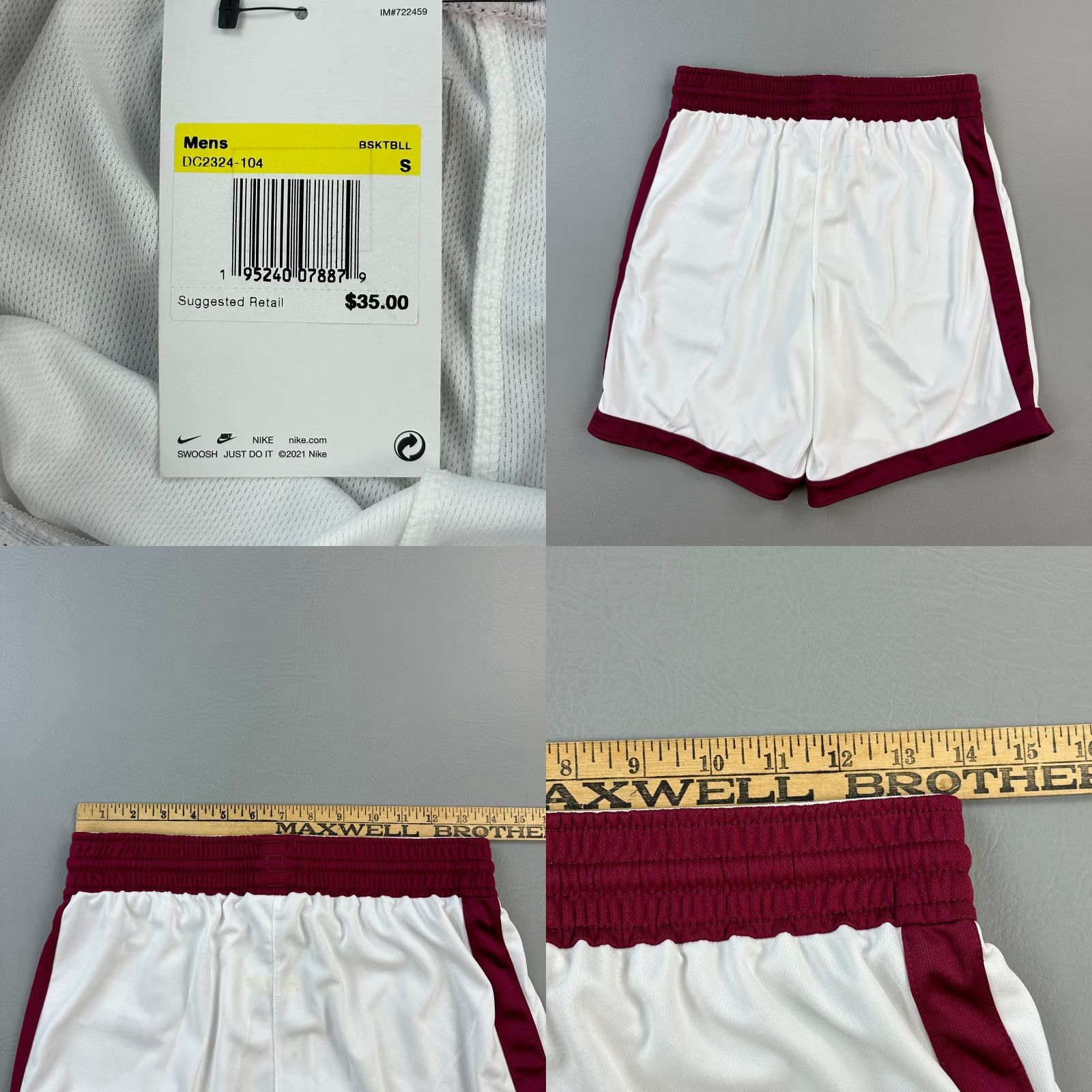 Nike Nike Crossover Shorts Mens Small White Dri-FIT Basketball Training Drawstring Size US 29 - 8 Thumbnail