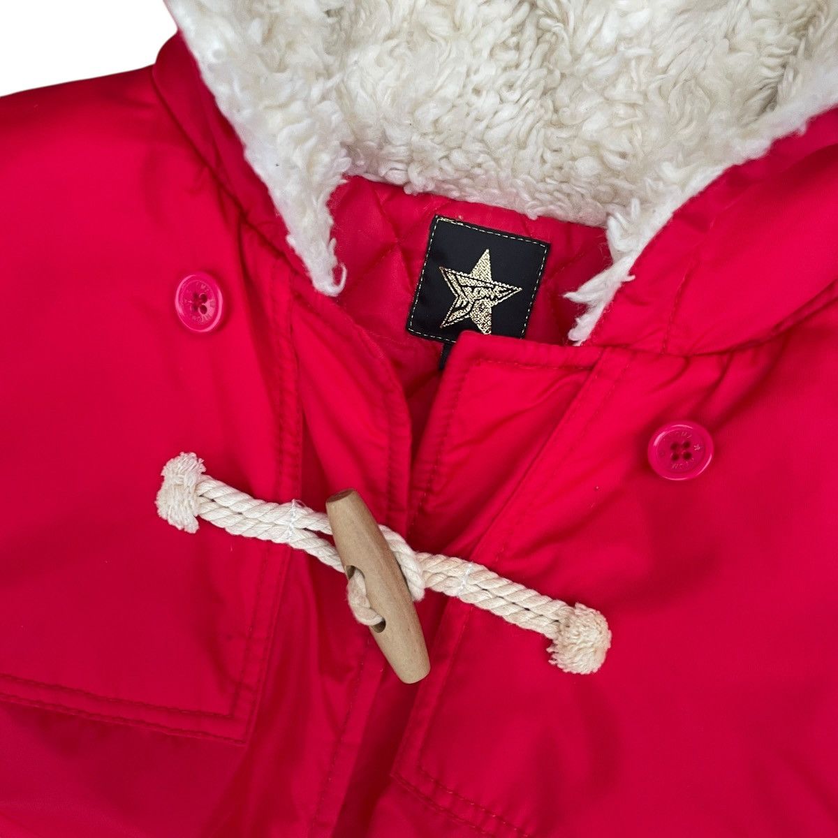 20471120 24071120 Hyoma Red Nylon Fur Hood Quilted Duffle Coat Size US S / EU 44-46 / 1 - 4 Thumbnail