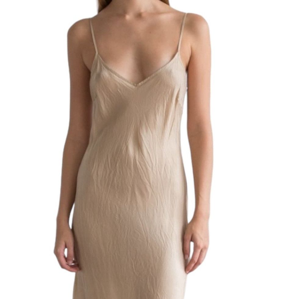 image of Organic By John Patrick Organic John Patrick Light Golden Sleeveless Slip Dress Xs, Women's