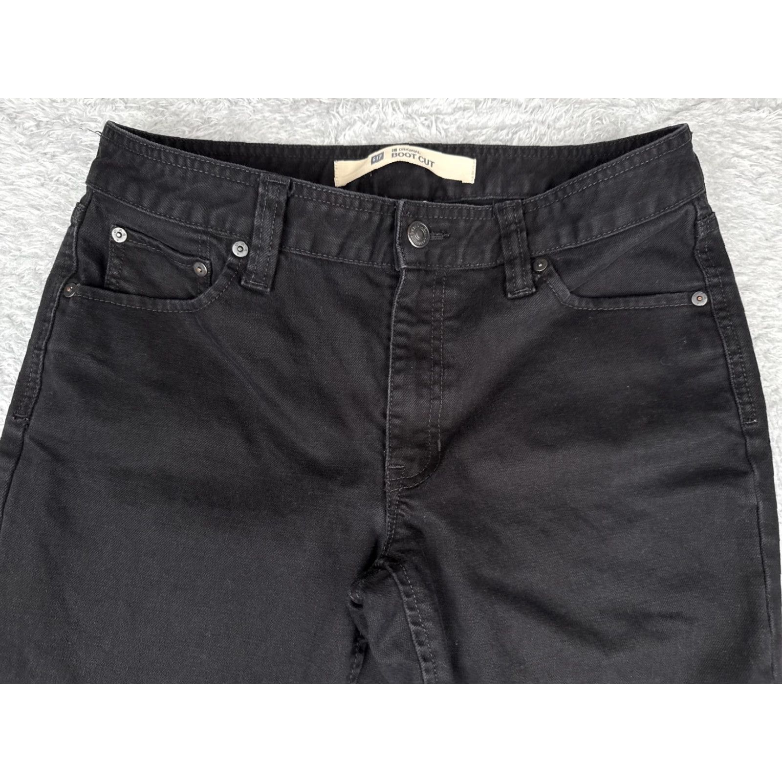 Gap VINTAGE Gap Jeans Womens 5-Pocket Boot Cut Denim Black 29x30 Regular Mid 1969 Gap Size 29" - 4 Thumbnail