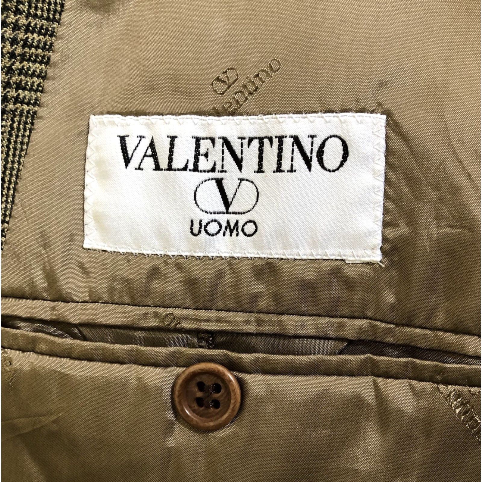 Valentino VINTAGE Valentino blazer jacket US 46R Eur 56R Brown Plaid Wool Men Blazer 80s 90s Notch Lapel Size 46R - 5 Thumbnail