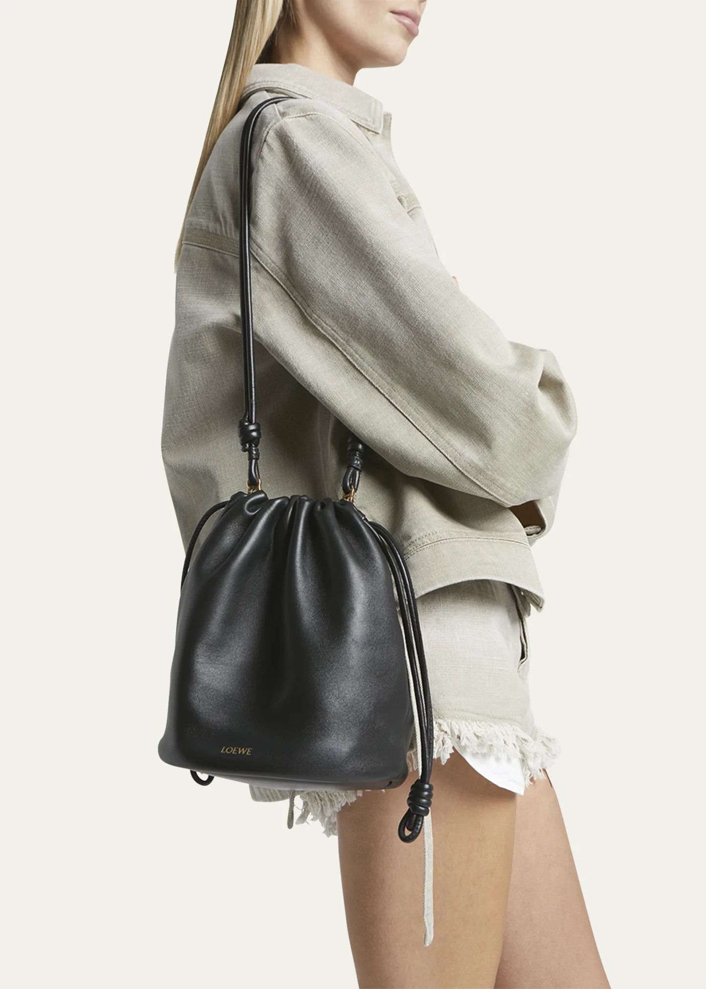 Loewe LOEWE x Paula's Ibiza Flamenco black leather shoulder bag Size ONE SIZE - 4 Thumbnail