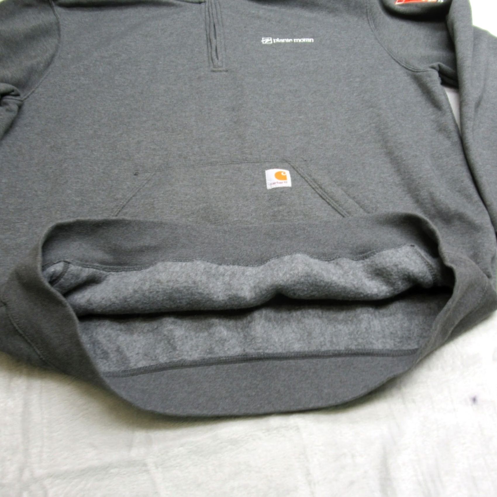 Carhartt Carhartt Sweatshirt XL Mens Gray Loose Fit Quarter Zip Pockets Mock Neck Heavyweight Logo Size US XL / EU 56 / 4 - 6 Thumbnail