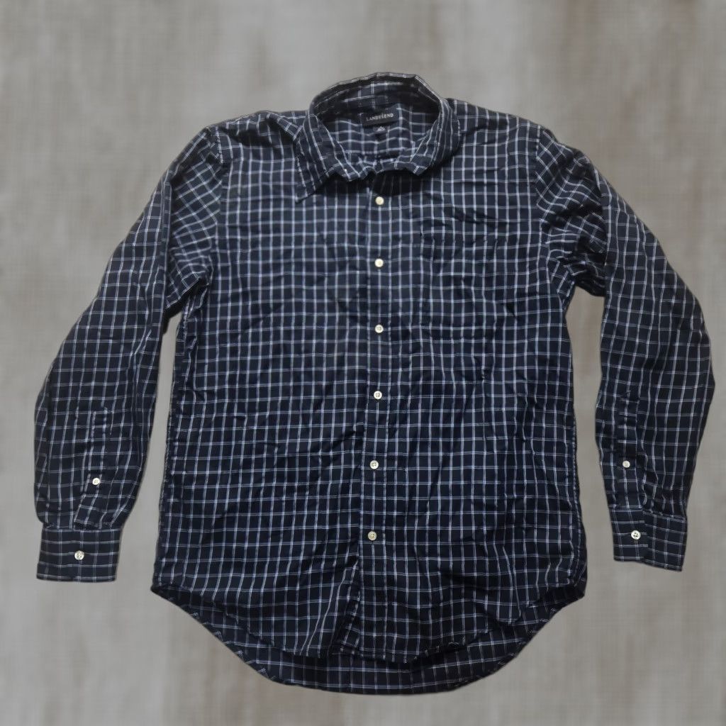 Lands' End Lands' End Black Check Long Sleeve Button Up Shirt Adult Men's Size M Medium Size US M / EU 48-50 / 2 - 1 Thumbnail