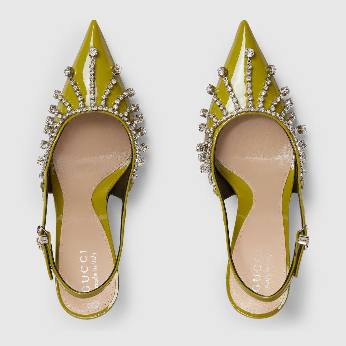 Gucci oc11z1025 Pumps With Crystal Chain in Olive Green Size US 10 / IT 40 - 5 Thumbnail