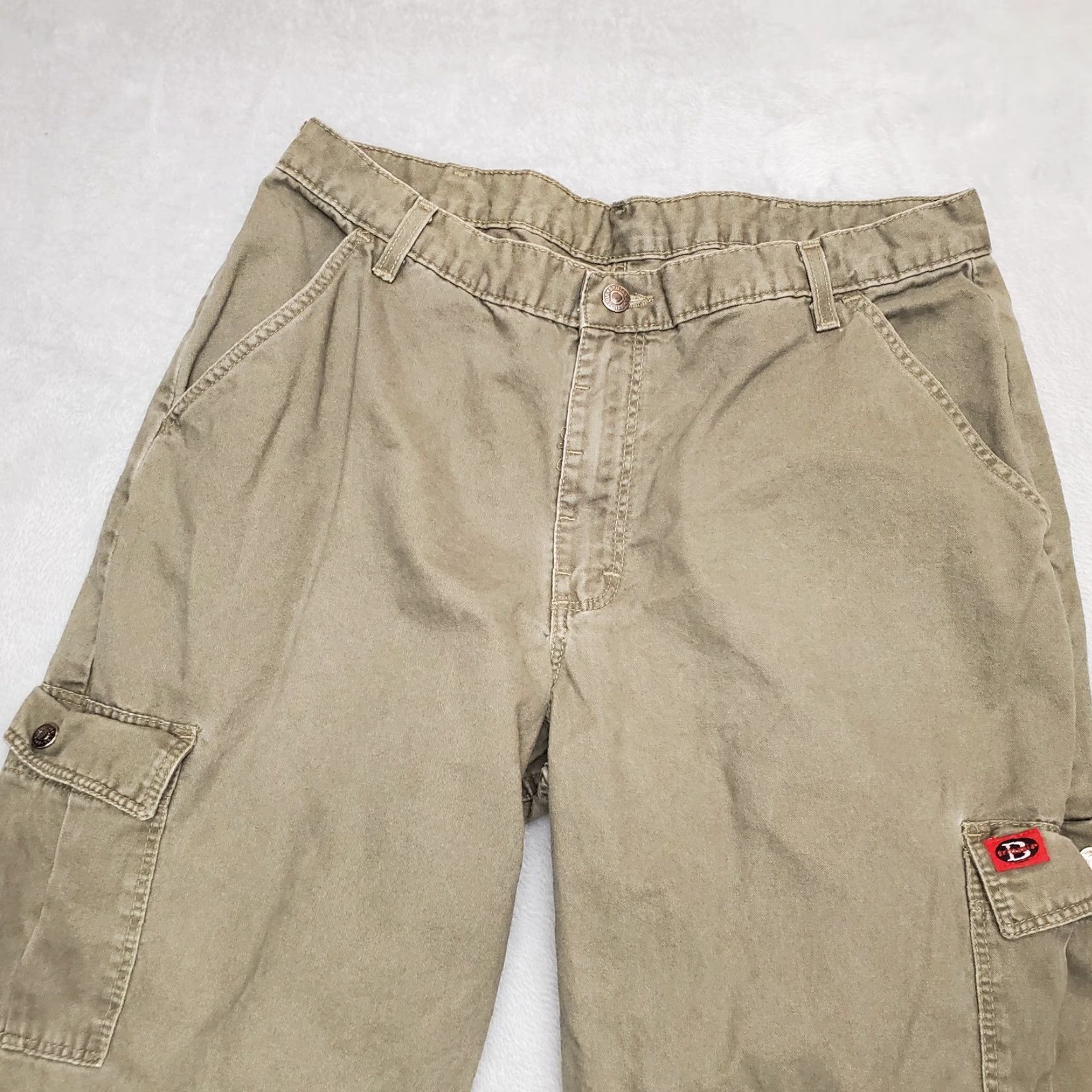Vintage VINTAGE Britannia Cargo Pants Men 36x32 Green Cargo Cotton Utility Flat Front Pants Mens Green 90s? Size US 36 / EU 52 - 3 Thumbnail