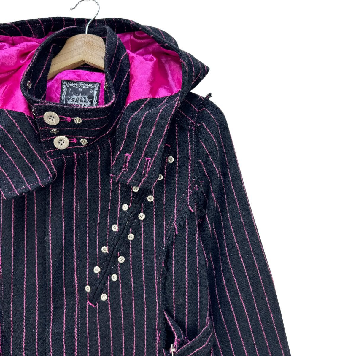 20471120 ⚡️ALGONQUINS HOODIE STRIPED GOTHIC PUNK BONDAGE JACKET Size L / US 10 / IT 46 - 5 Thumbnail