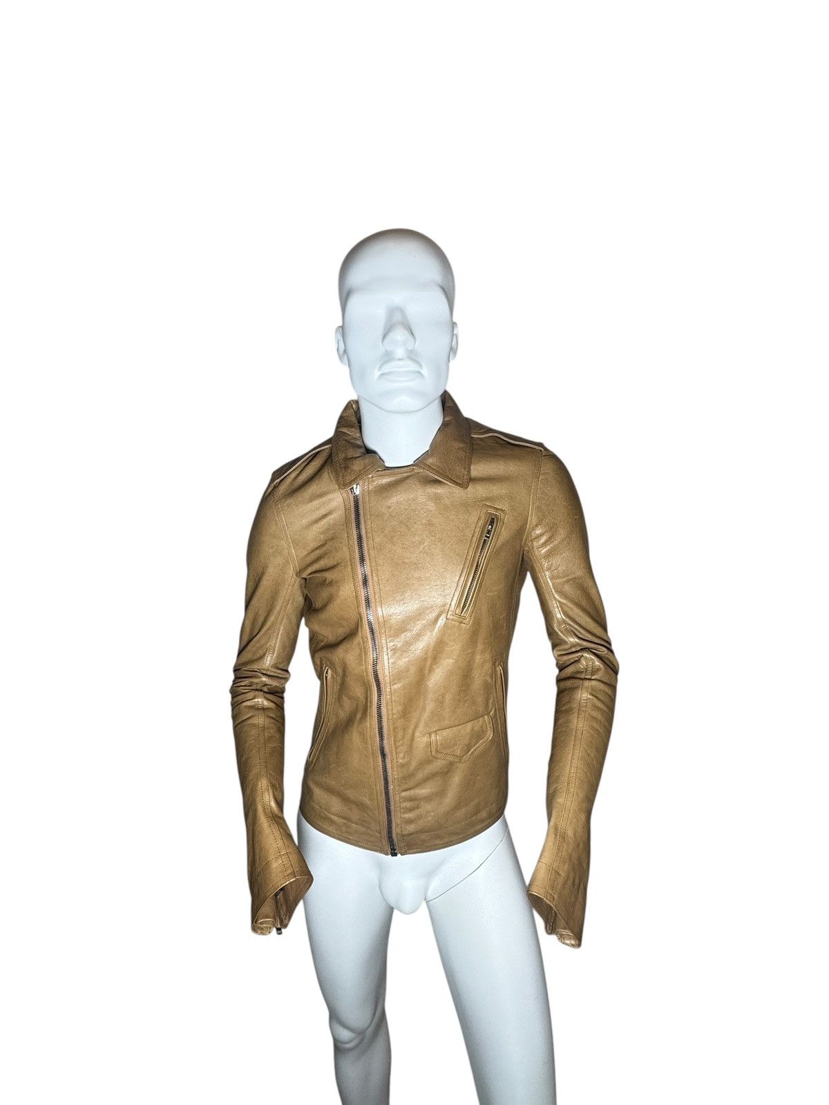 Rick Owens Rick Owens Camel Beige Leather Biker Jacket – FW16 Mastodon Size US S / EU 44-46 / 1 - 1 Thumbnail