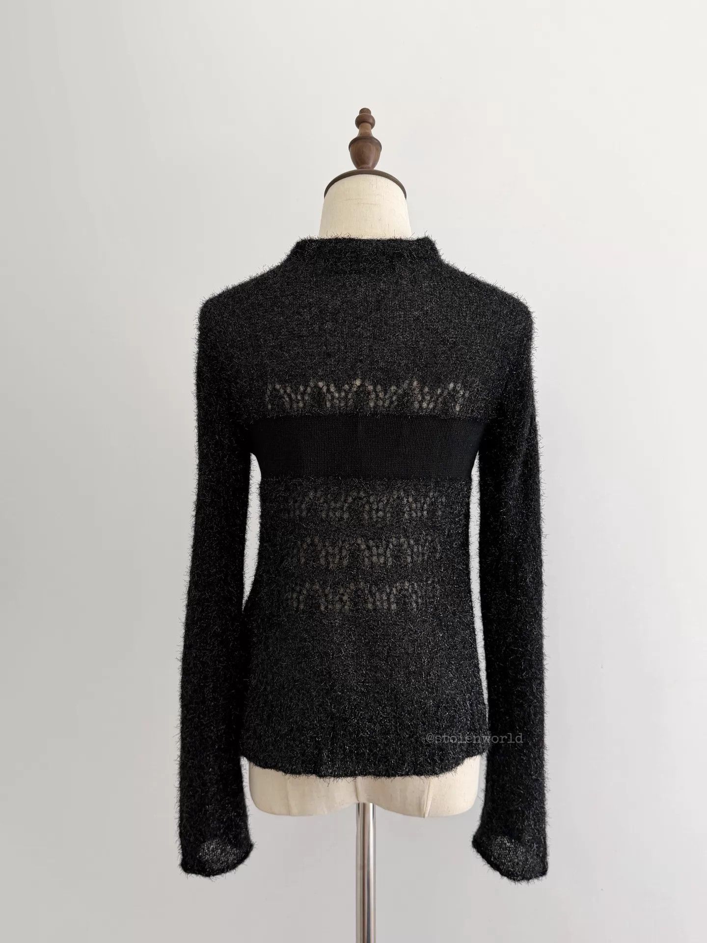 Comme des Garcons Comme des Garçons 99 Tricot Knit Top Blk Shimmer Wool-Panel Size ONE SIZE - 3 Thumbnail