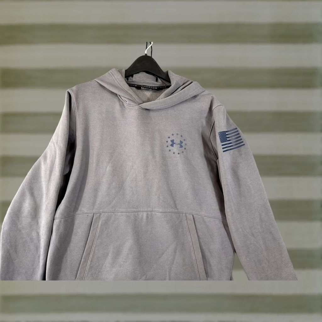 Under Armour Under Armour Hoodie Mens XL Gray Loose Threadborne Kangaroo Pocket Logo Breathable Pockets Pullover - 3.0 Size US XL / EU 56 / 4 - 1 Thumbnail