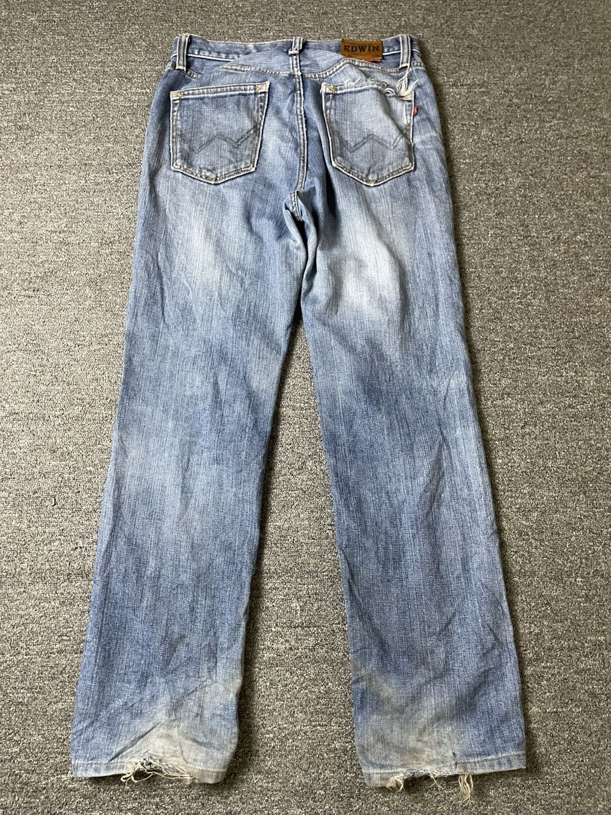 Edwin × Vintage EDWIN 403 Straight Cut Ripped Jeans (106) Size US 32 / EU 48 - 9 Thumbnail