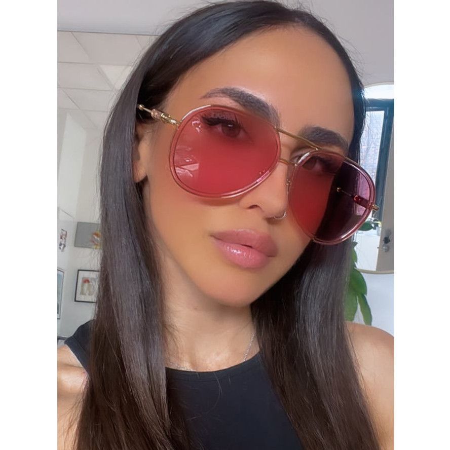image of New Versace Ve2260 Aviator Sunglasses In Gold Pink, Men's