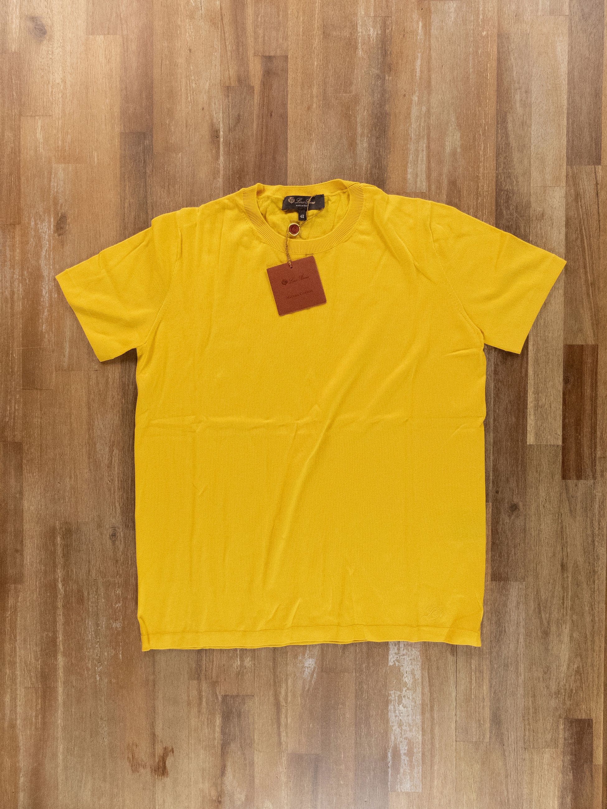 LORO PAINA Angera yellow knit cotton t-shirt 6 US / 42 IT