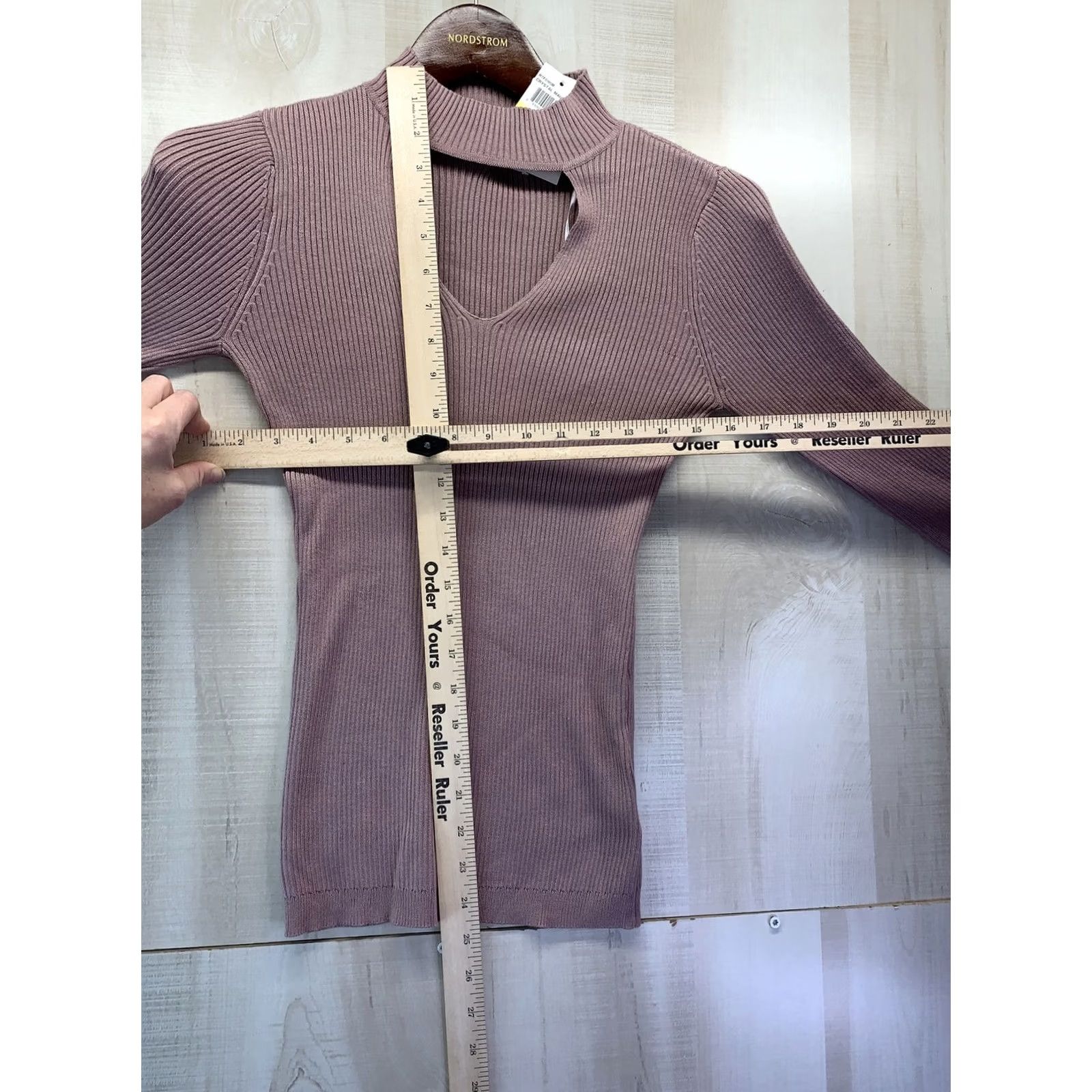 Vintage Pink Rose Hippie Rose Crystal Mauve Key Hole Rib Long Sleeve Shirt NWT Women’s M-4478 Size M / US 6-8 / IT 42-44 - 4 Thumbnail