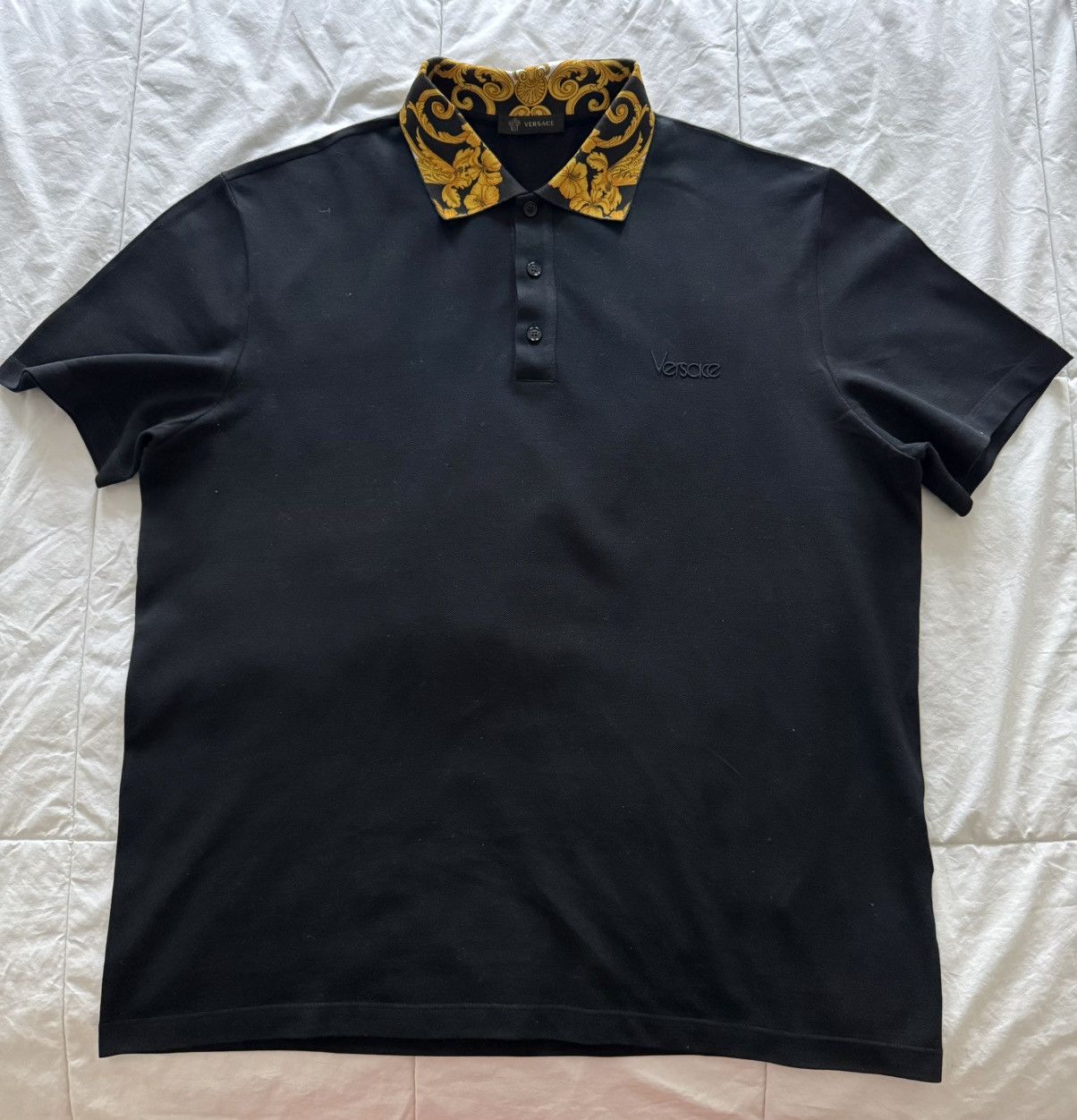 Versace VERSACE Men's Baroque Logo Polo-Black - Size XL (Fits Large) Size US XL / EU 56 / 4 - 1 Thumbnail
