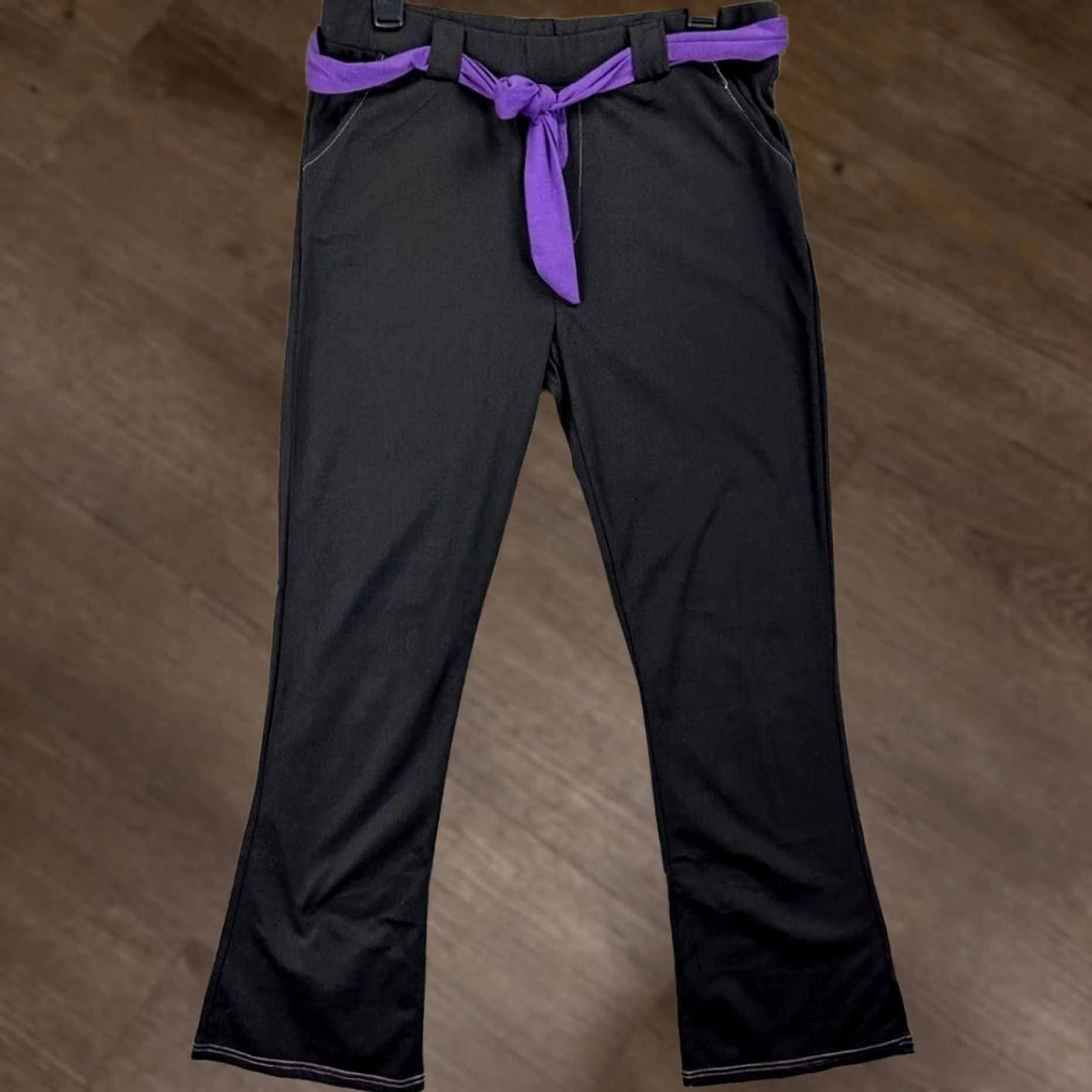 Coogi VINTAGE Coogi Pants Women Flared Leg Black High Rise Belted Pockets Logo Graphic EUC Size 36" / US 14 / IT 50 - 1 Thumbnail