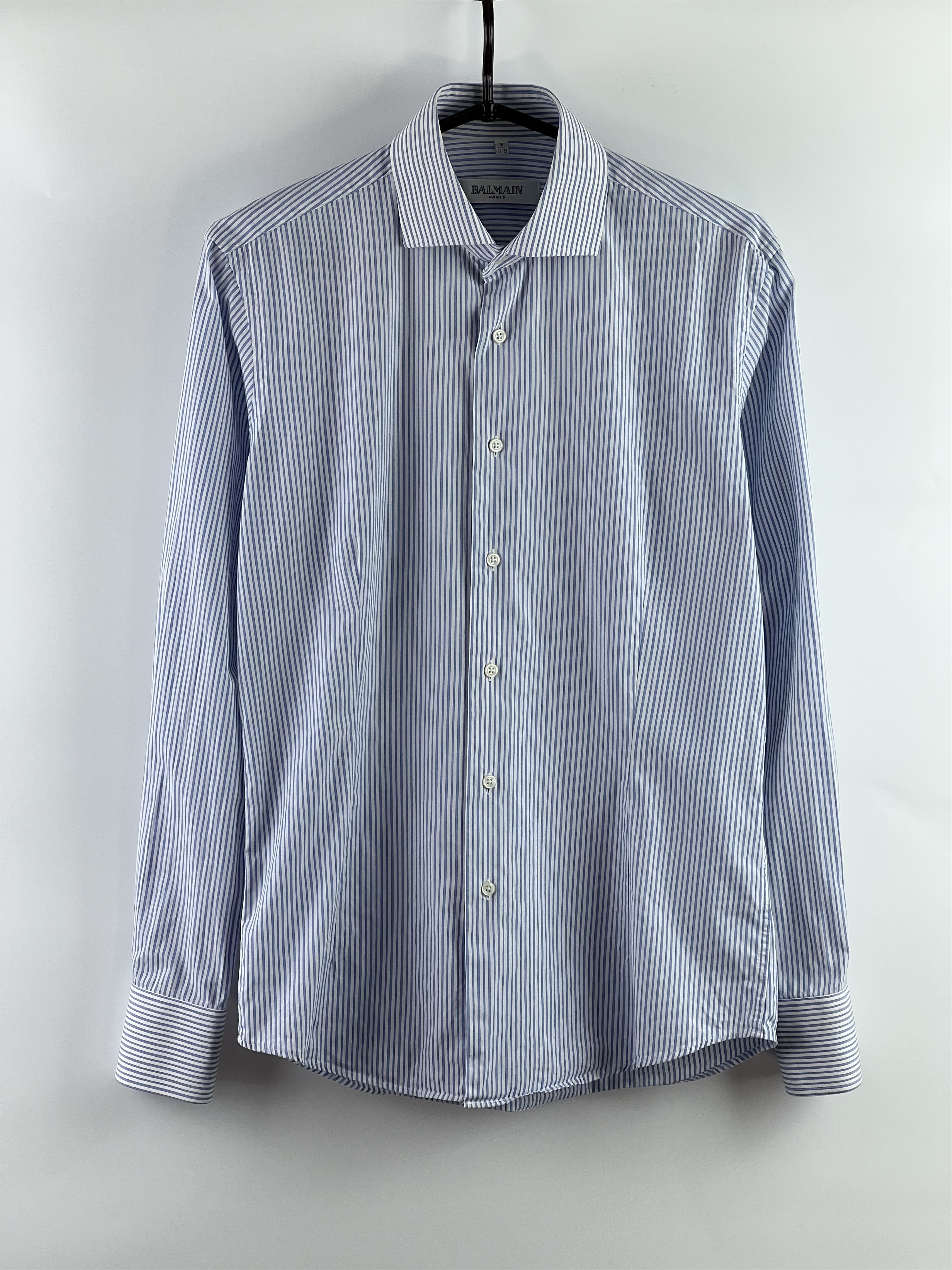 Balmain Balmain Men's Striped Button Up Shirt Size 37-38(S) Size US S / EU 44-46 / 1 - 1 Thumbnail