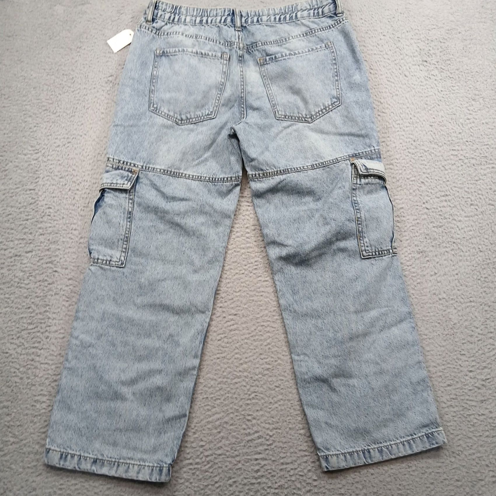 Aeropostale Aéropostale Cargo Jeans Women's L Short Light Wash Rigid Denim Pockets Low Rise Hip Hop Logo EUC Size 24" / US 00 / IT 34 - 3 Thumbnail