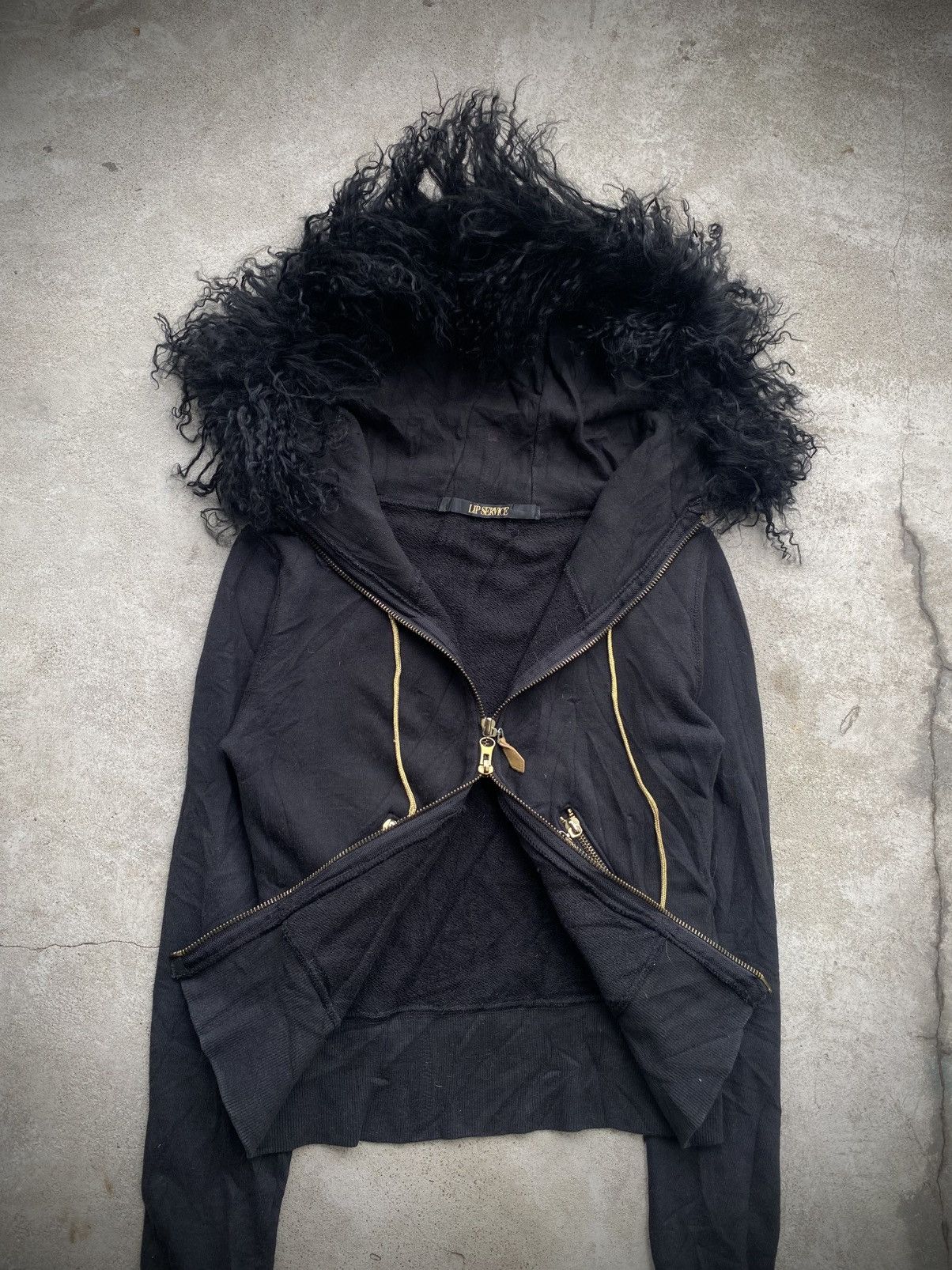 KMRii JAPANESE BRAND LIP SERVICE FUR BLACK HOODIES Size ONE SIZE - 5 Thumbnail