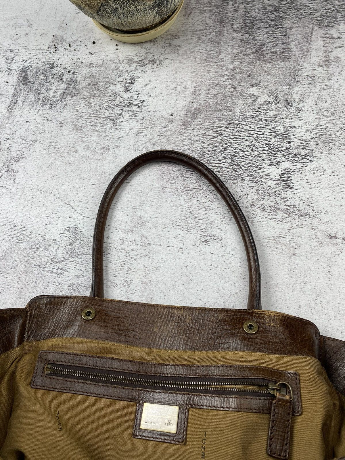 Fendi Fendi Roma Ethnico Zucca Canvas Monogram FF Brown Women’s Hand Shoulder Tote Bag Size ONE SIZE - 15 Thumbnail