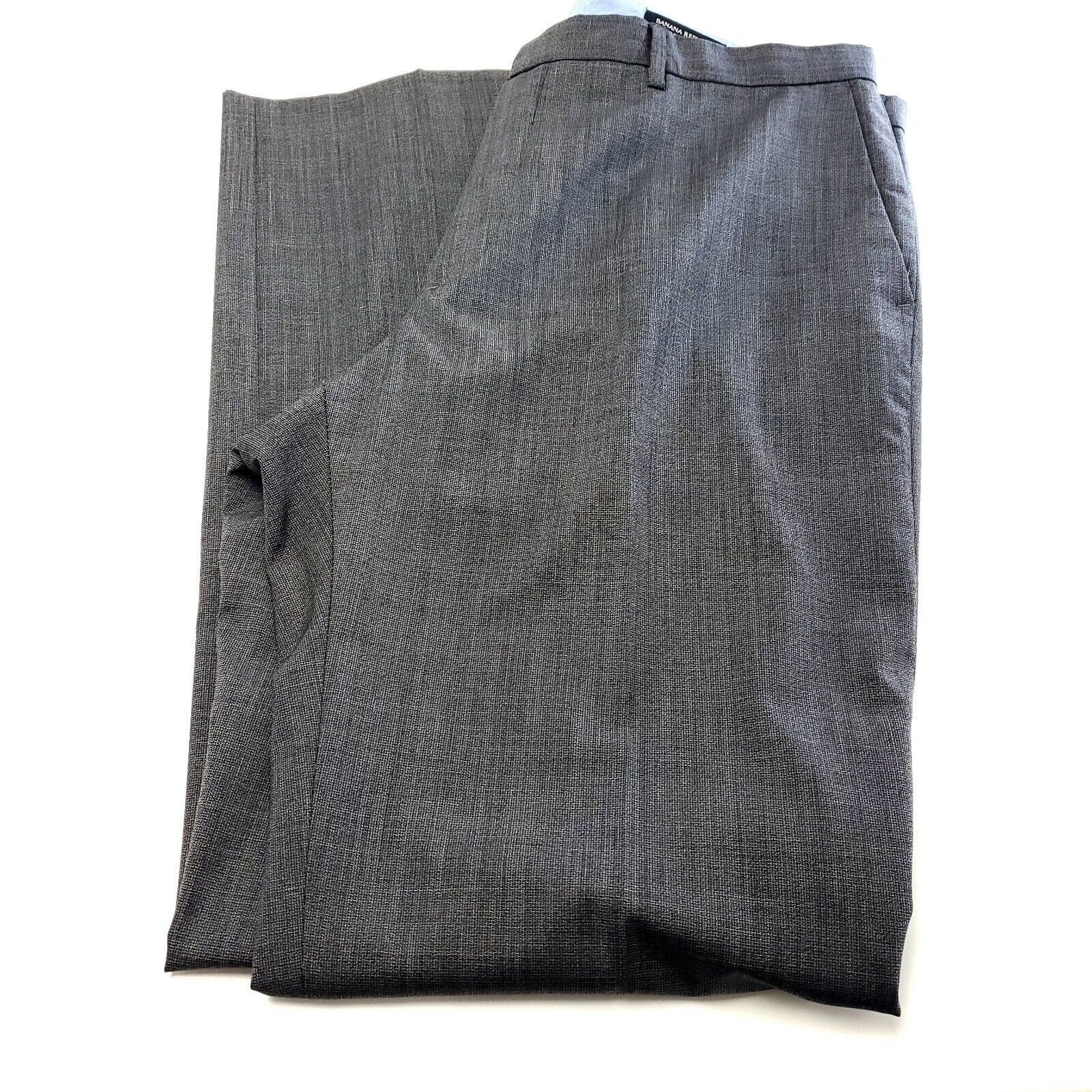 Banana Republic Banana Republic Wool Flat Front Mid Rise Gray Check Dress Pa Size 38L - 1 Thumbnail