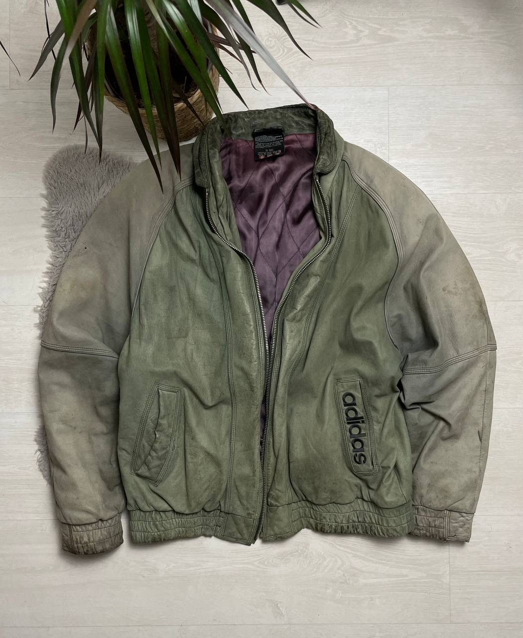 Adidas × Vintage Adidas Vintage 80’s Leather Jacket Big Logo Avantgarde Y2k Size US XL / EU 56 / 4 - 1 Thumbnail